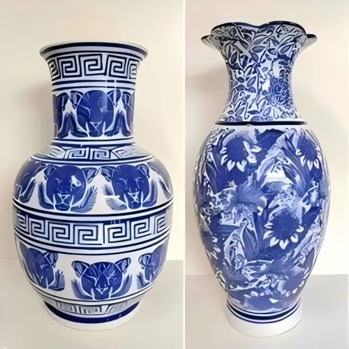 Kék-fehér porcelán váza